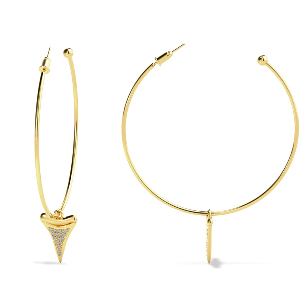 Boucles d'oreilles créoles à dents de requin par Lauren Howe | Or Vermeil .925 | Cristal